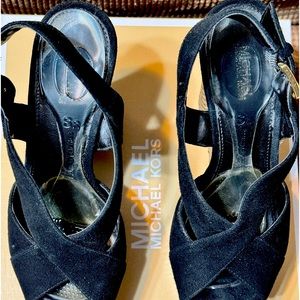 Michael Kors Becky Black Suede Wedge